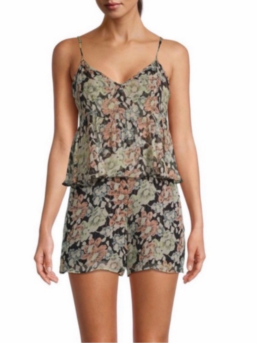 The Kooples Wanted Silk Blend Floral Short Romper